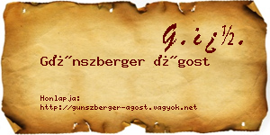 Günszberger Ágost névjegykártya